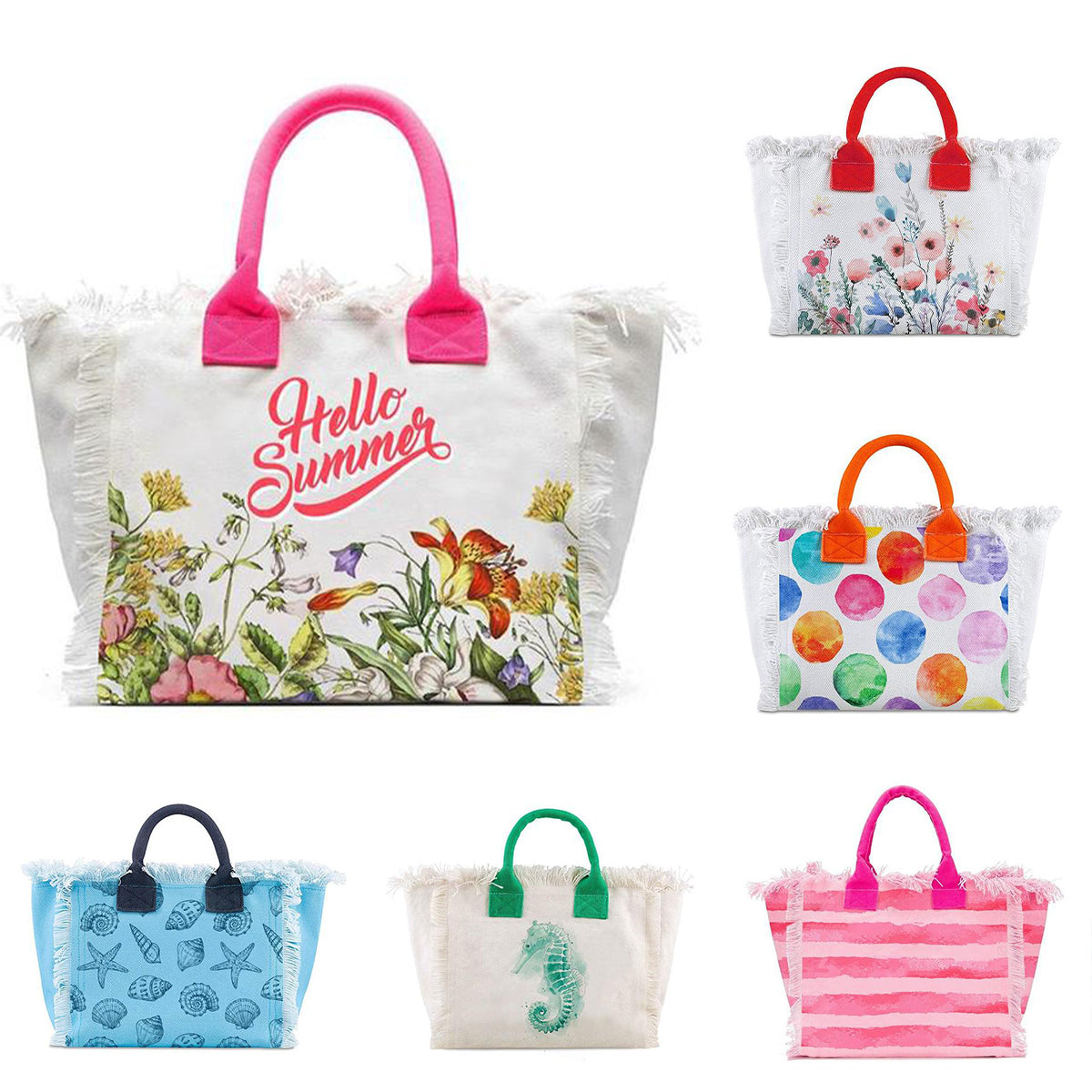 HPSP Handmade Bags, Printed Women's HandBag Large Capacity Tassel Design Simple Weekend Travel Bag Bride Gift Summer Beach Bag Canvas Tote. - Christian Art Bag