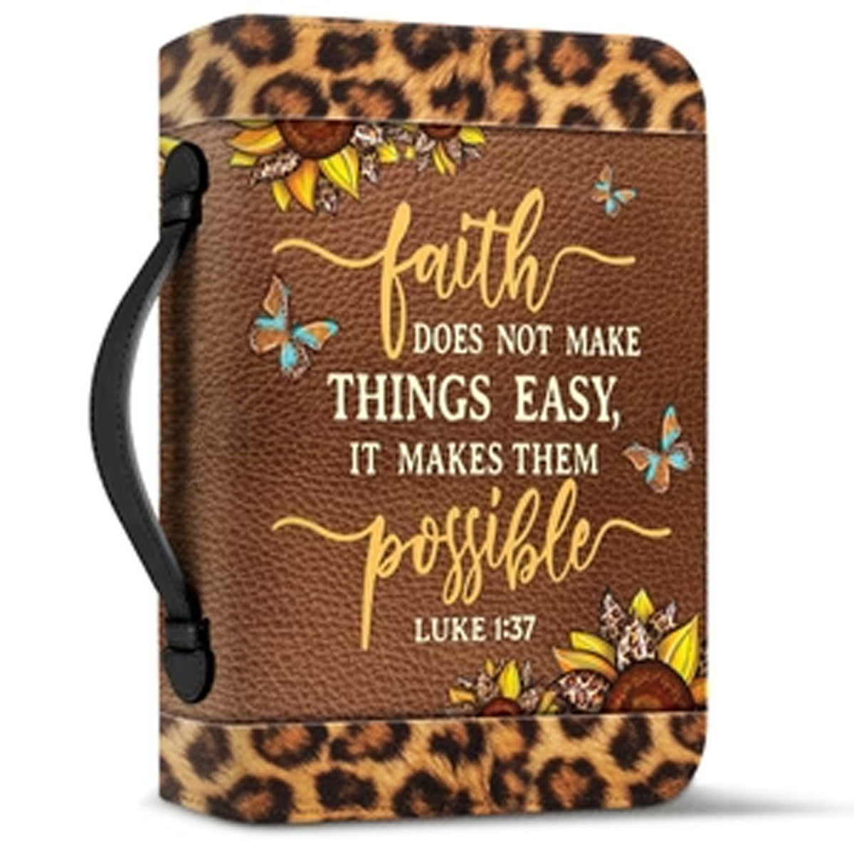 Christianartbag Bible Cover, Faith Does Not Make Things Easy Luke 1:37 Bible Cover, Personalized Bible Cover, Gifts For Women, Christmas Gift, CABBBCV02090823. - Christian Art Bag