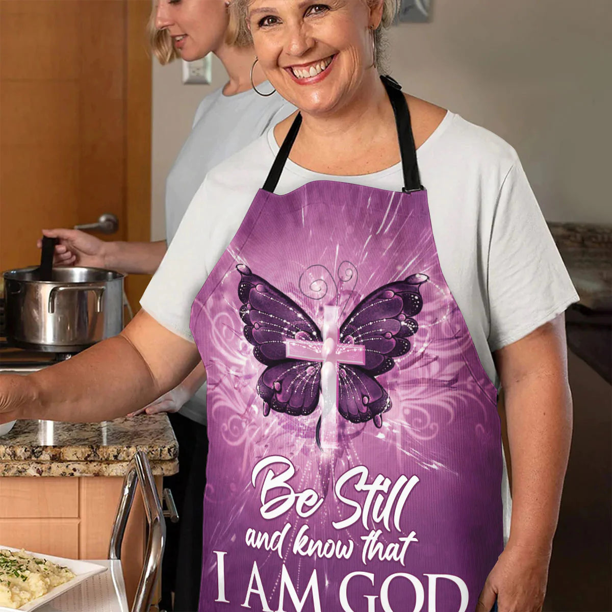 Christianartbag Apron, Be Still And Know That I Am God, Butterfly And Cross, Apron for Women, Gift For Women, Christmas Gift, - Christian Art Bag
