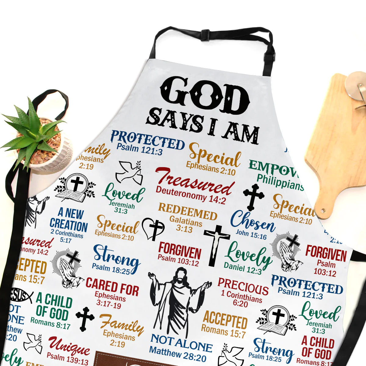 Christianartbag Apron, I Will Walk By Faith Even I Cannot See, God Says I Am, Apron for Women, Gift For Women, Christmas Gift, - Christian Art Bag