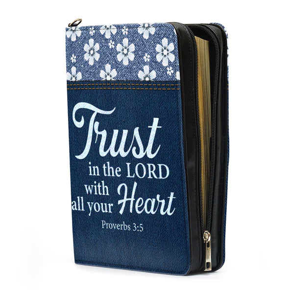 Christianartbag Bible Cover, Trust In The Lord With All Your Heart Daisy Flower Bible Cover, Personalized Bible Cover, CABBBCV08030823. - Christian Art Bag