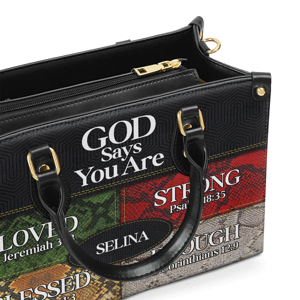Christianartbag Handbags, God Says You Are Love Strong Blessed Enough Leather Bags, Personalized Bags, Gifts for Women, Christmas Gift, CABLTB09290723. - Christian Art Bag