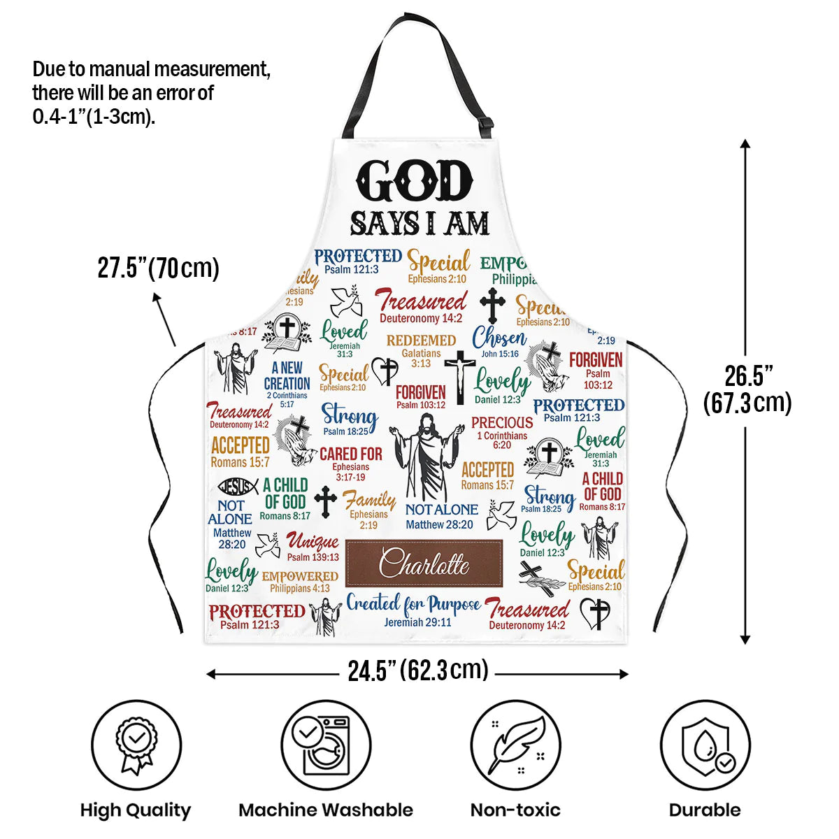 Christianartbag Apron, I Will Walk By Faith Even I Cannot See, God Says I Am, Apron for Women, Gift For Women, Christmas Gift, - Christian Art Bag