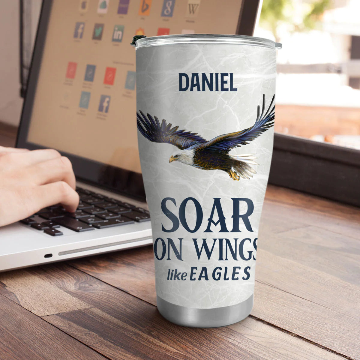 Christianartbag Drinkware, They Will Soar On Wings Like Eagles Personalized Tumbler , Personalized Mug, Purple Pink Tumbler, Christian Gift, CABTB12160823. - Christian Art Bag