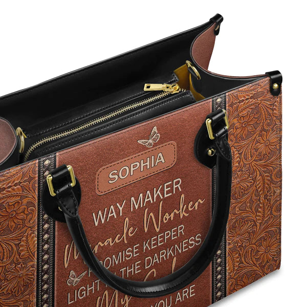 Christianartbag Shoulder Bag, Way Maker Miracle Worker Leather Shoulder Bag, Personalized Shoulder Bag, Gift For Women, CAB01091023. - Christian Art Bag