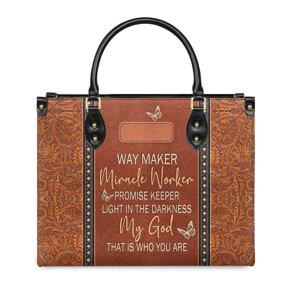 Christianartbag Shoulder Bag, Way Maker Miracle Worker Leather Shoulder Bag, Personalized Shoulder Bag, Gift For Women, CAB01091023. - Christian Art Bag