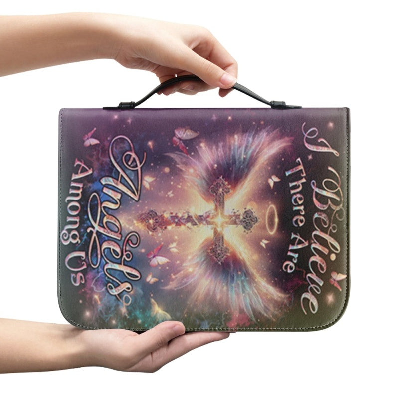 Christianartbag Bible Cover, I Believe There Are Angels Among Us Bible Cover, Personalized Bible Cover, Cross Bible Cover, Christian Gifts, CAB01090124. - Christian Art Bag