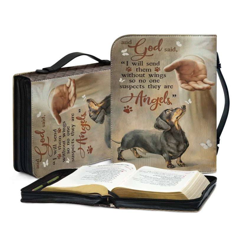 Customizable Dachshund-Themed Bible Cover - Faith & Furry Companions - CHRISTIANARTBAG CABBCV01030224.