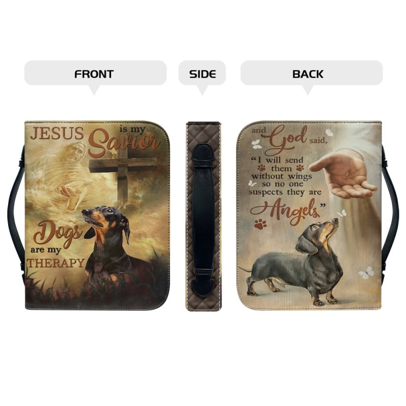 Customizable Dachshund-Themed Bible Cover - Faith & Furry Companions - CHRISTIANARTBAG CABBCV01030224.