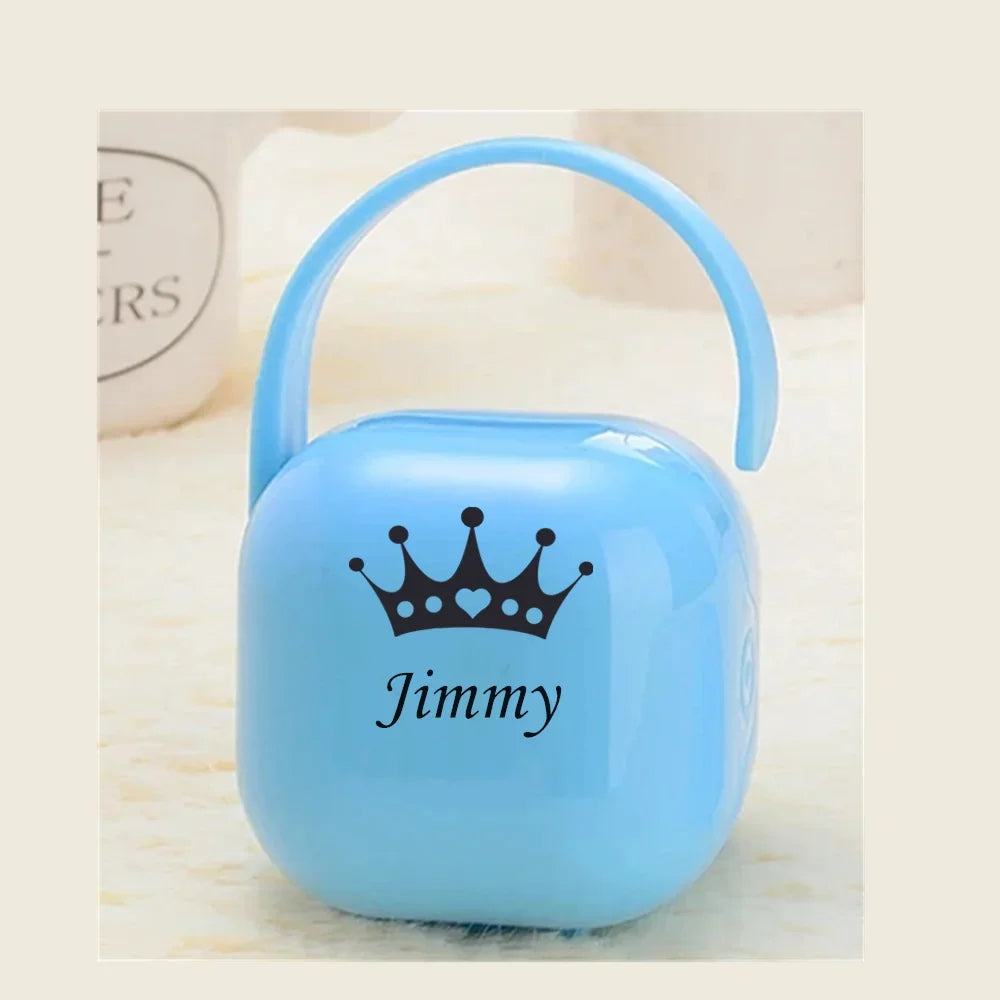 Personalized Silver Metallic Bling Pacifier Box & Clip – BPA-Free | Luxury Baby Shower Gift | CHRISTIANARTBAG