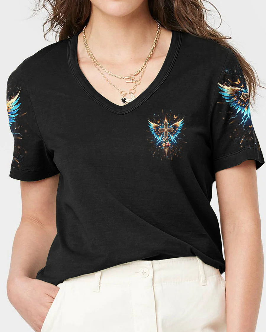 Christianartbag 3D T-Shirt For Women, God Is My Strength Women's All Over Print Shirt, Christian Shirt, Faithful Fashion, 3D Printed Shirts for Christian Women, CABDS03261223 - Christian Art Bag