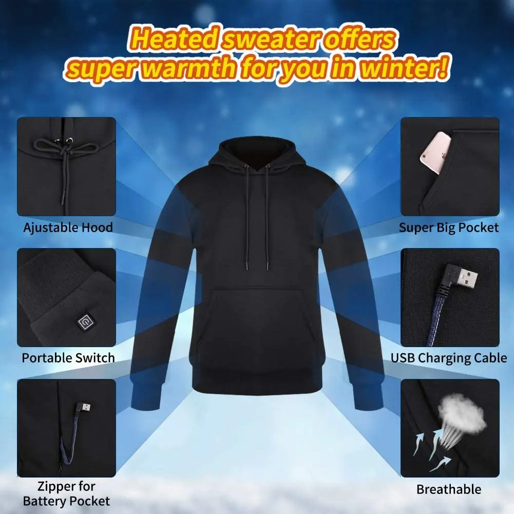 Christianart Heated Hoodie Unisex, Gerbing 7V Battery Heated Hoodie Unisex – Electric Heat Sweatshirt, Heating Jacket for Motorcycle, Hunting, Camping. - Christian Art Bag