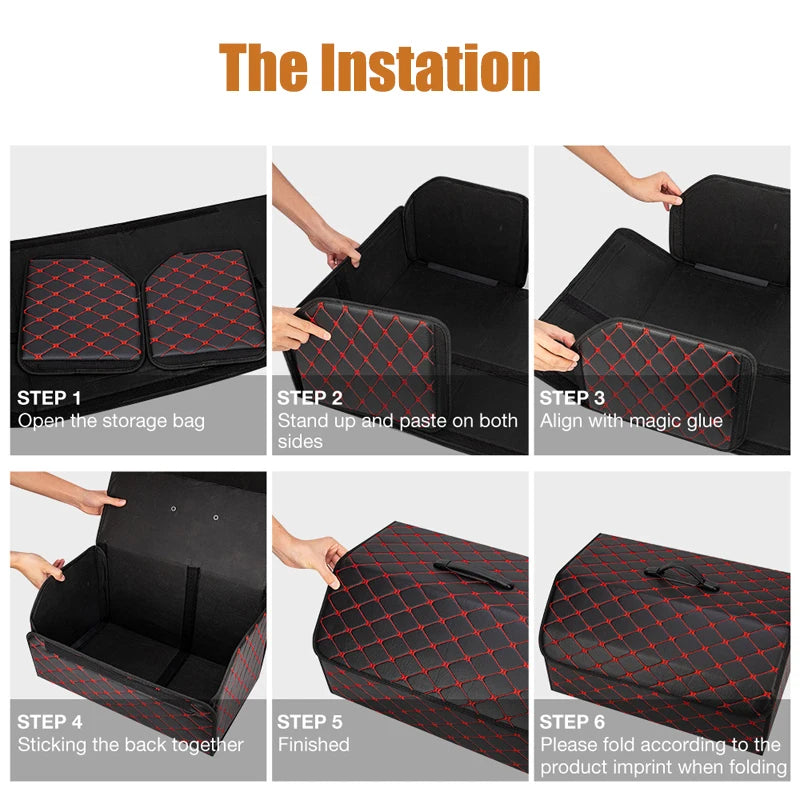 Christianartbag Car Trunk Organizer Box Large Capacity Auto Multiuse Tools Storage Bag Stowing Tidying Leather Folding For Emergency Storage Box, CABCT210224.