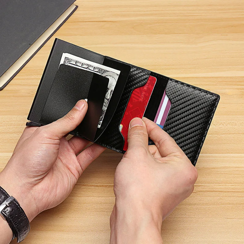 HPSP Wallet, Carbon Fiber Card Holder Wallets Men RFID Black Magic Trifold Leather Slim Mini Wallet Small Money Bag Male Purses Wallet Women, CAB01140124. - Christian Art Bag