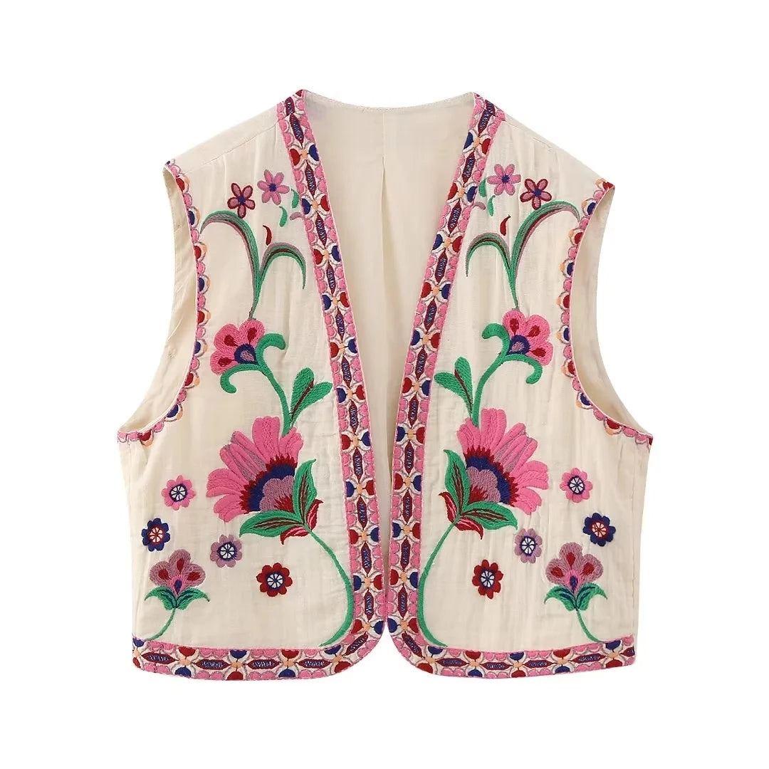 Vintage Floral Embroidered Open Waistcoat by CHRISTIANARTBAG