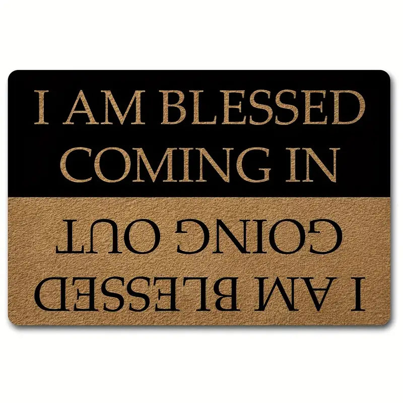 Christianartbag Door Mats, 1pc Funny Welcome Doormats, Indoor Entrance Mat, I AM Blessed Coming In And Going Out Doormat With Rubber Backing, House Warming Gift Mats Home Decor, CABDM06170923. - Christian Art Bag