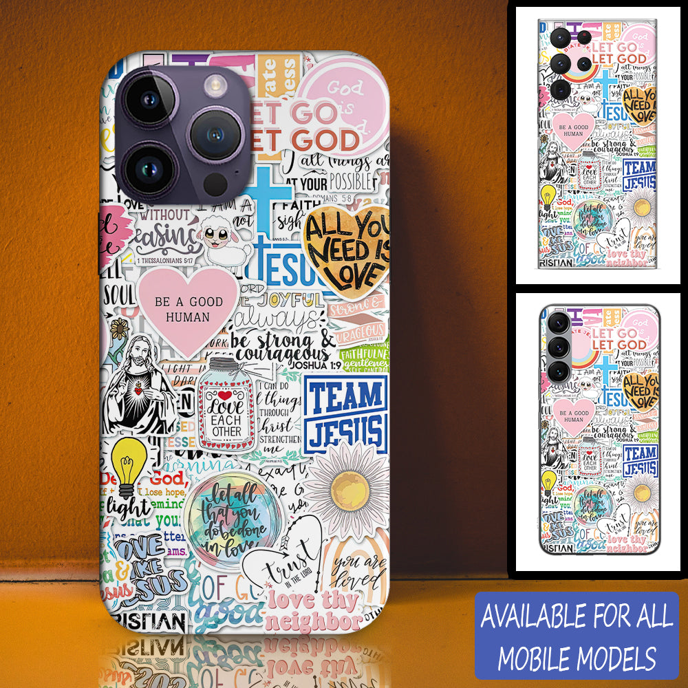 Christianartbag Phone Case, All You Need Is Love Sticker Phone Case, Personalized Phone Case, Christian Phone Case, Jesus Phone Case, Bible Verse Phone Case. - Christian Art Bag