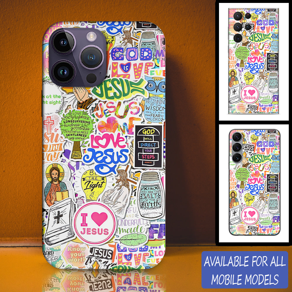 Christianartbag Phone Case, Jesus Love Bible Sticker Phone Case, Personalized Phone Case, Christian Phone Case, Jesus Phone Case, Bible Verse Phone Case, CABPC05280723 - Christian Art Bag
