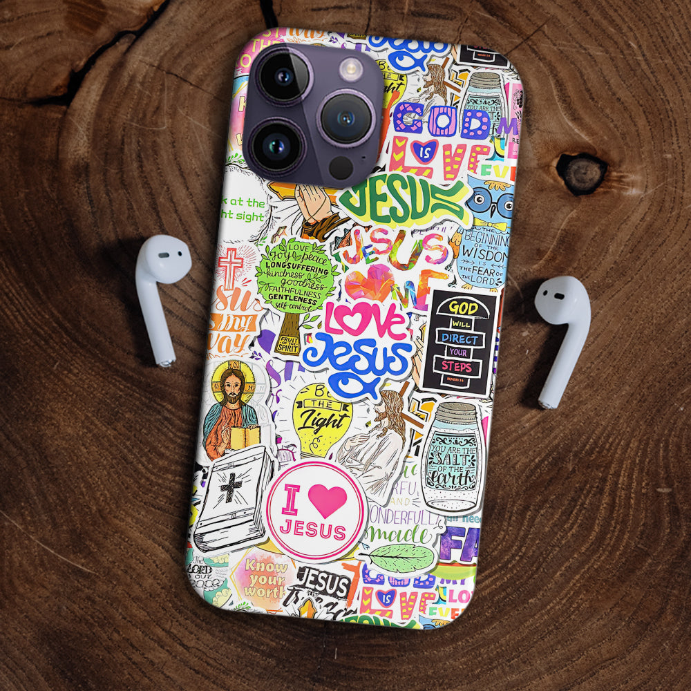 Christianartbag Phone Case, Jesus Love Bible Sticker Phone Case, Personalized Phone Case, Christian Phone Case, Jesus Phone Case, Bible Verse Phone Case, CABPC05280723 - Christian Art Bag