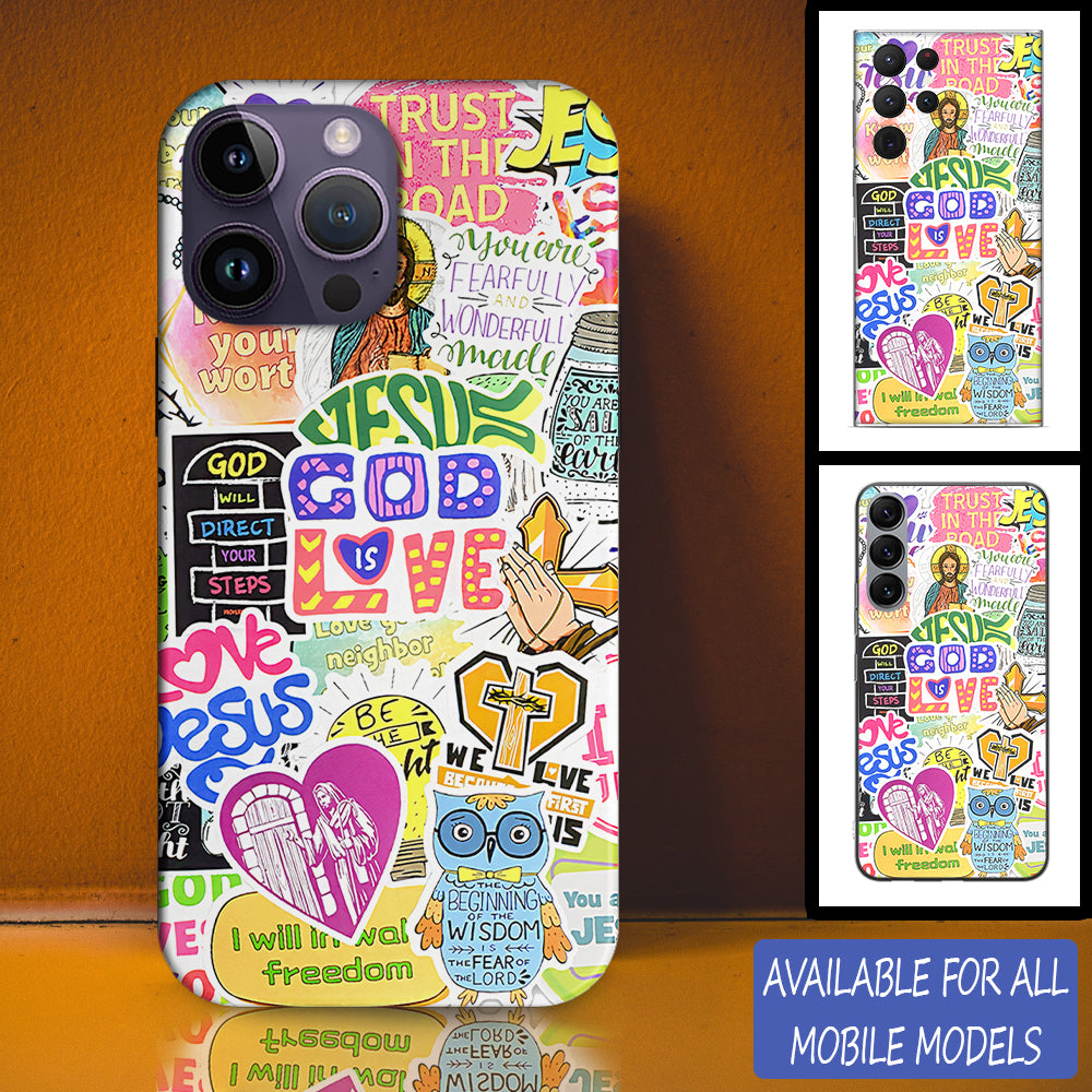Christianartbag Phone Case, God Is Love Sticker Phone Case, Personalized Phone Case, Christian Phone Case, Jesus Phone Case, Bible Verse Phone Case, CABPC10280723