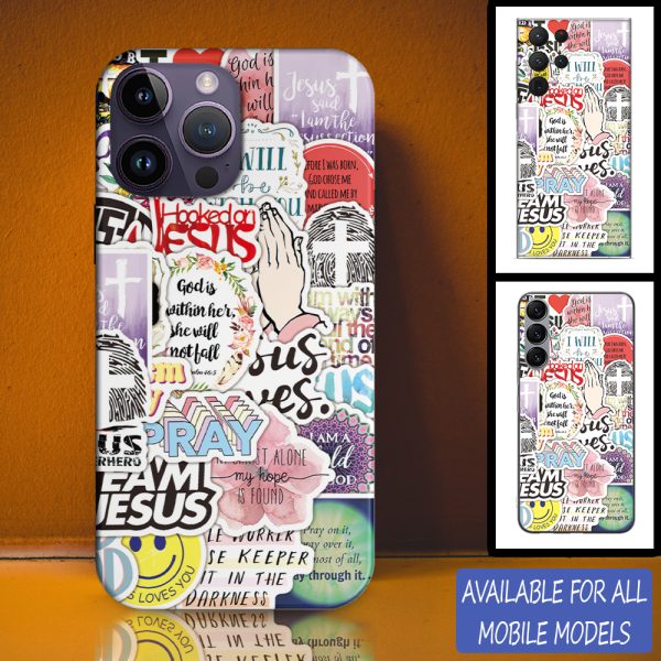 Christianartbag Phone Case, Jesus Cross Pray Sticker Phone Case, Personalized Phone Case, Christian Phone Case, Jesus Phone Case, Bible Verse Phone Case, CABPC12280723