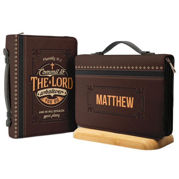 Christianart Bible Cover, Commit To The Lord Whatever You Do And He Will Establish Your Plans Proverbs 16:3, Personalized Gifts for Pastor, Gifts For Women, Gifts For Men. - Christian Art Bag