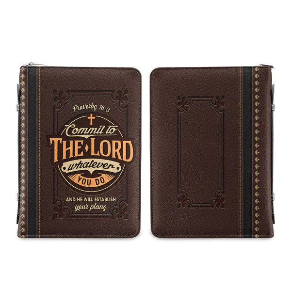 Christianart Bible Cover, Commit To The Lord Whatever You Do And He Will Establish Your Plans Proverbs 16:3, Personalized Gifts for Pastor, Gifts For Women, Gifts For Men. - Christian Art Bag