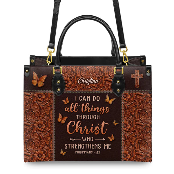 Christianartbag Handbags, I Can Do All Things Through Christ Philippians 4 13 Leather Handbag, Handbag Design, Personalized Leather Handbag, Gifts for Women, CABLTB01271123. - Christian Art Bag