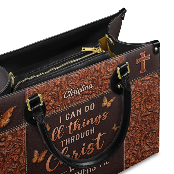 Christianartbag Handbags, I Can Do All Things Through Christ Philippians 4 13 Leather Handbag, Handbag Design, Personalized Leather Handbag, Gifts for Women, CABLTB01271123. - Christian Art Bag