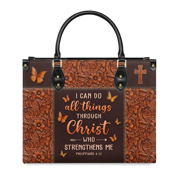 Christianartbag Handbags, I Can Do All Things Through Christ Philippians 4 13 Leather Handbag, Handbag Design, Personalized Leather Handbag, Gifts for Women, CABLTB01271123. - Christian Art Bag