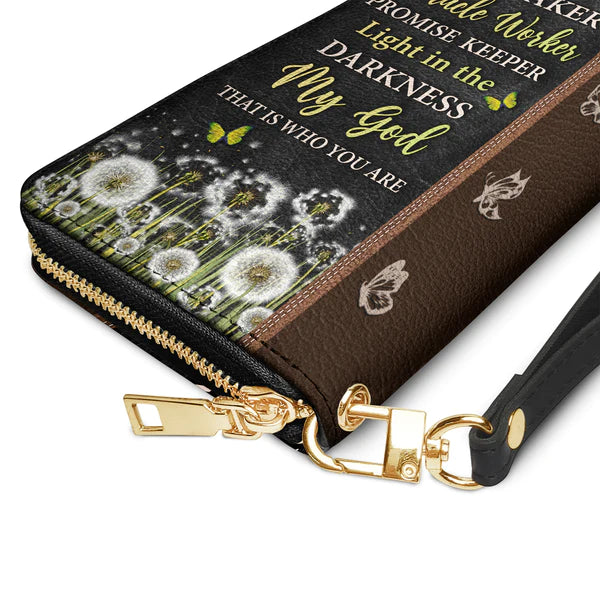 Christianartbag Clutch Purse, Way Maker Miracle Worker Dandelion Butterfly Clutch Purse For Women, Personalized Name, Christian Gifts For Women, CAB10050124. - Christian Art Bag