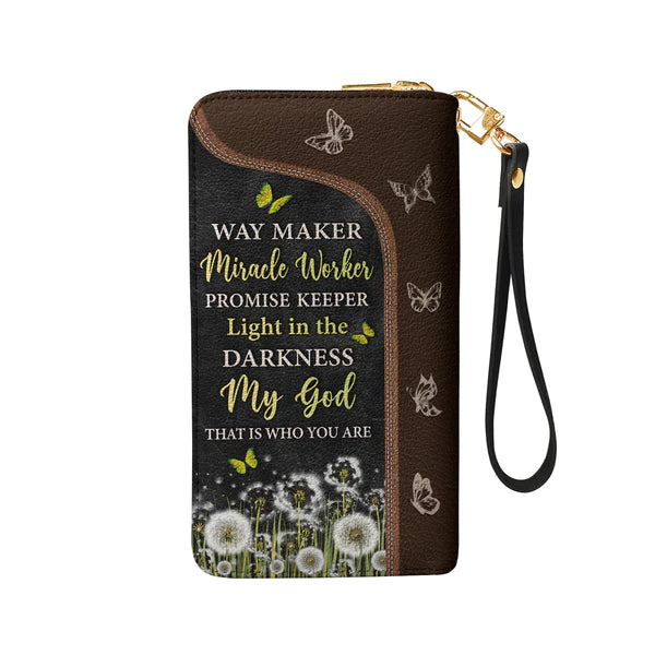 Christianartbag Clutch Purse, Way Maker Miracle Worker Dandelion Butterfly Clutch Purse For Women, Personalized Name, Christian Gifts For Women, CAB10050124. - Christian Art Bag
