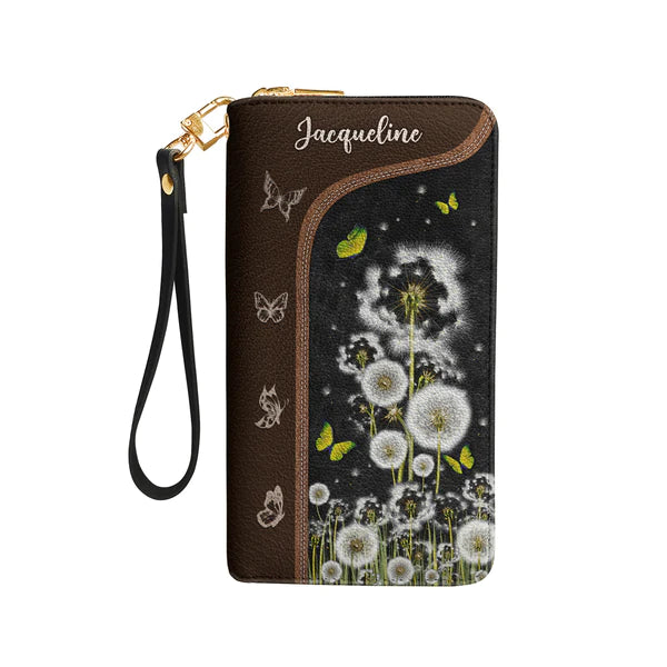 Christianartbag Clutch Purse, Way Maker Miracle Worker Dandelion Butterfly Clutch Purse For Women, Personalized Name, Christian Gifts For Women, CAB10050124. - Christian Art Bag