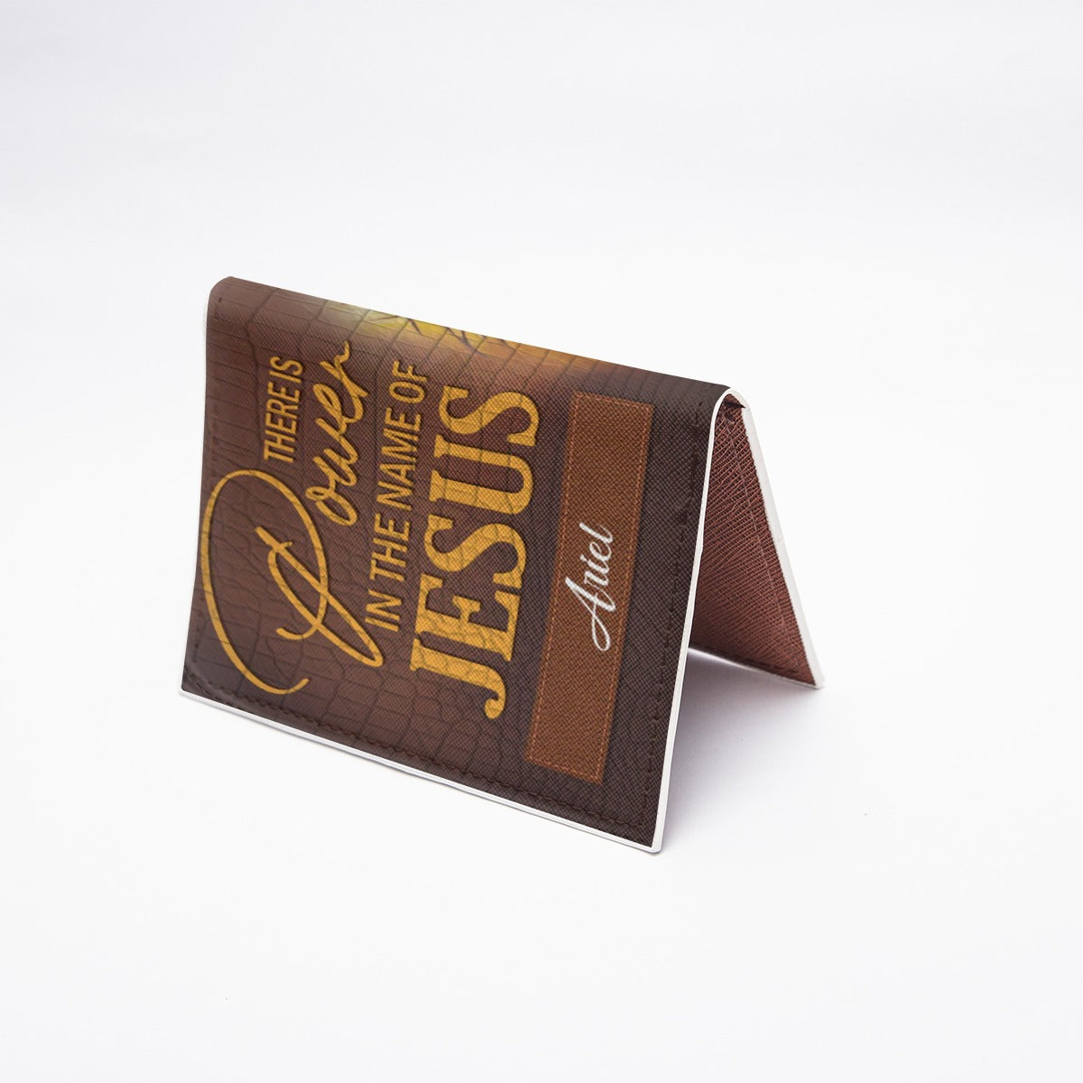 HPSP Checkbook Cover, Personalized PU Card Bag, There Is Power In The Name Of Jesus. - Christian Art Bag
