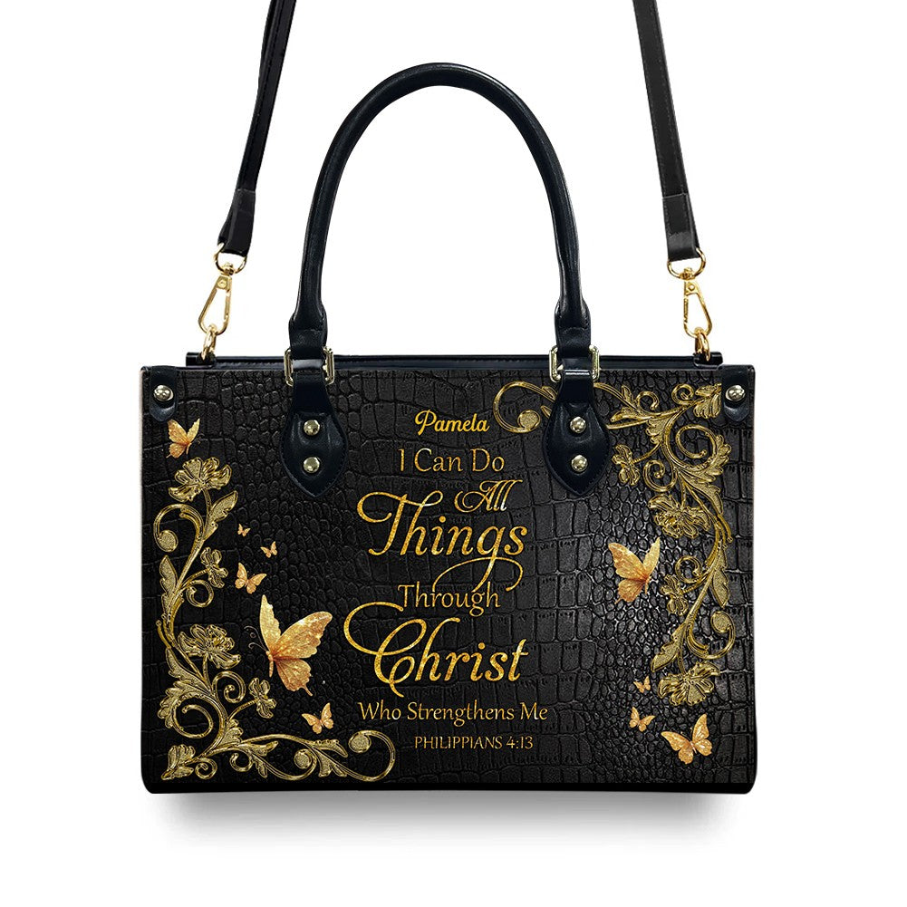 Personalized Leather Handbag with Custom Name & Bible Verse - Personalized Christian Leather Handbag & Wallet Set | CHRISTIANARTBAG™