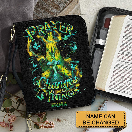 CHRISTIANARTBAG Bible Cover - Prayer Changes Things - Personalized Bible Cover – Custom Name – CHRISTIANARTBAG Gift for Christians CAB05280625
