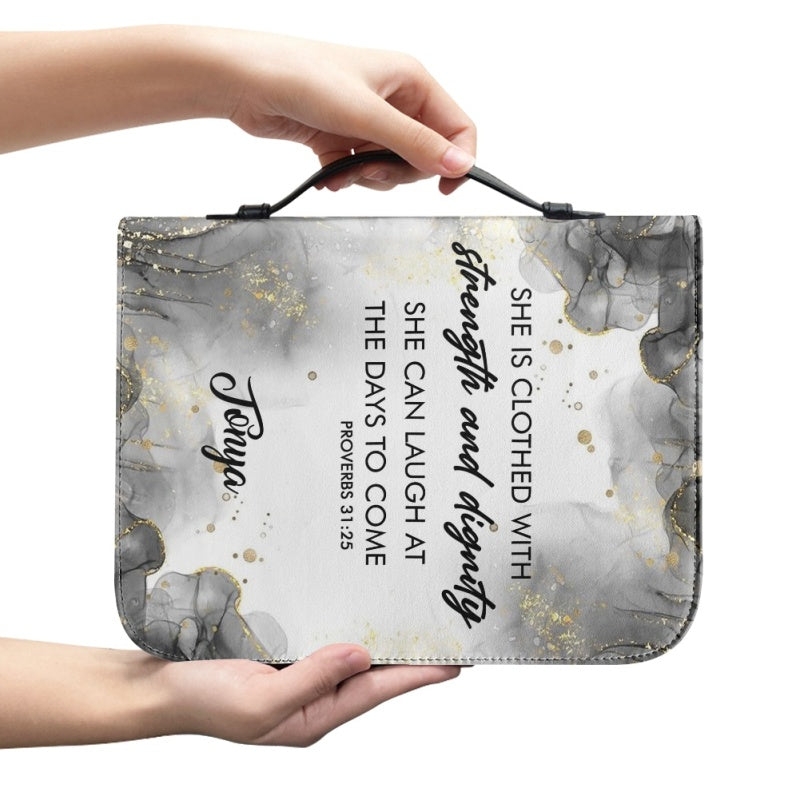 Christianartbag Bible Cover, She Is Clothed With Strength and Dignity Proverbs 31:25 Her Bible Cover, Personalized Bible Cover, Flower Bible Cover, Christian Gifts, CAB04201123. - Christian Art Bag