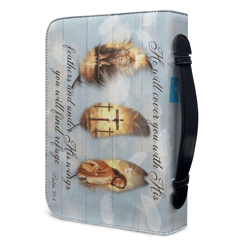 Christianartbag Bible Cover, He Will Cover You With His Bible Cover, Personalized Bible Cover, Bible Cover For Women, Christian Gifts, CAB05151023. - Christian Art Bag