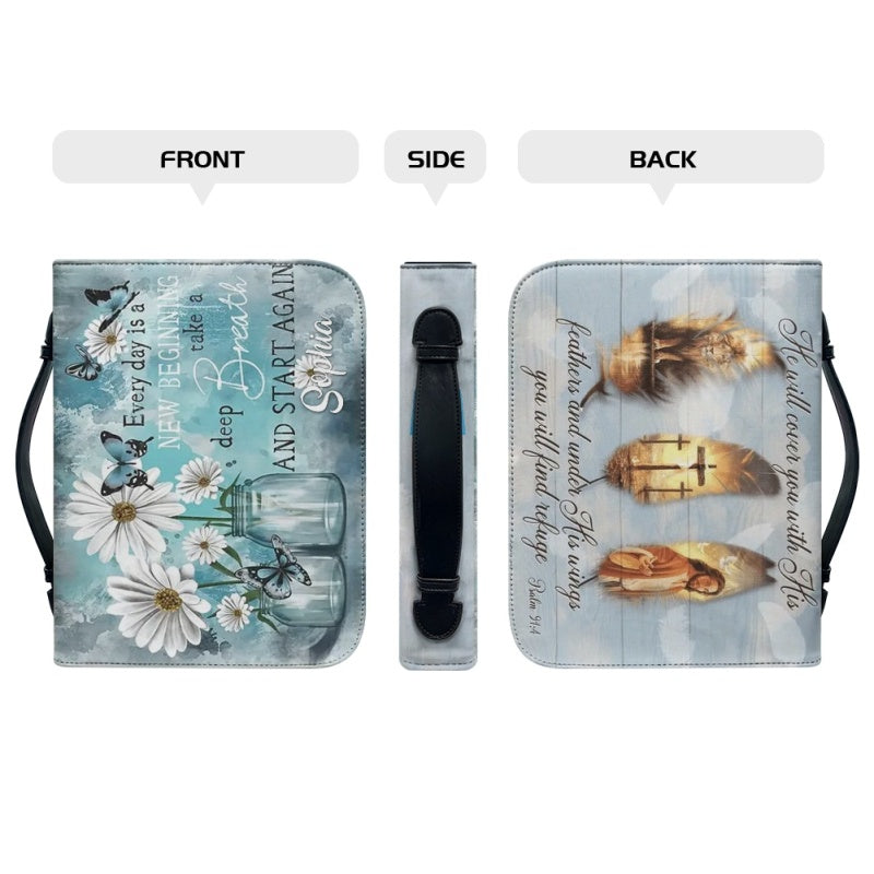 Christianartbag Bible Cover, He Will Cover You With His Bible Cover, Personalized Bible Cover, Bible Cover For Women, Christian Gifts, CAB05151023. - Christian Art Bag