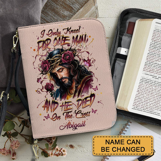 CHRISTIANARTBAG Bible Cover - I Only Kneel For One Man - Personalized Bible Cover – Custom Name – CHRISTIANARTBAG Gift for Christians CAB09280625