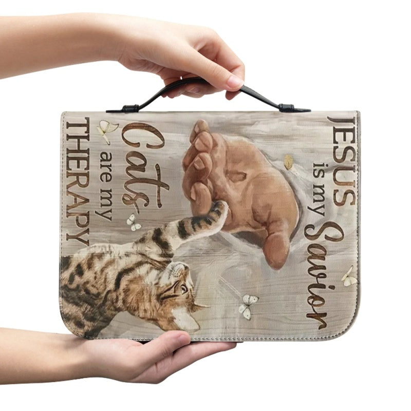 Christianartbag Bible Cover, Jesus Is My Savior Cats Are My Therapy  Bible Cover, Personalized Bible Cover, Bible Cover Christ and Cats, Christian Gifts, CAB07151023. - Christian Art Bag