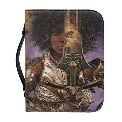 Christianartbag Bible Cover, Female Warrior With Sword With Lion. Bible Cover, Personalized Bible Cover, Gifts For Women, Christmas Gift, CABBBCV02080823. - Christian Art Bag