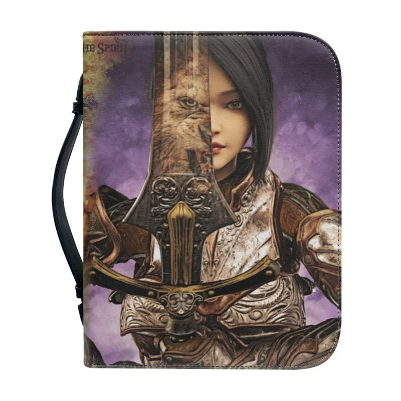 Christianartbag Bible Cover, Female Warrior With Sword With Lion. Bible Cover, Personalized Bible Cover, Gifts For Women, Christmas Gift, CABBBCV02080823. - Christian Art Bag