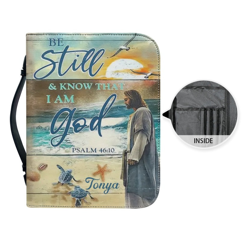 Christianartbag Bible Cover, Be Still And Know That I Am Gid Psalm 46:10 Personalized Bible Cover, Personalized Bible Cover, Christmas Gift, CABBBCV03190923. - Christian Art Bag