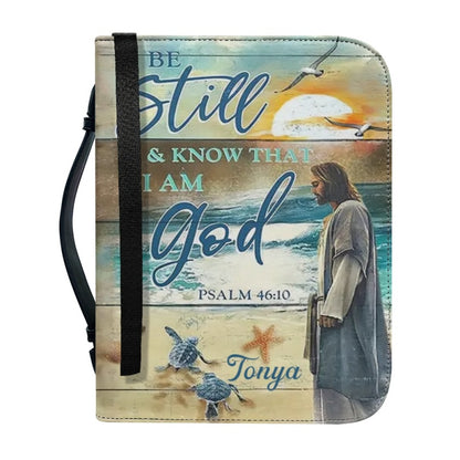 Christianartbag Bible Cover, Be Still And Know That I Am Gid Psalm 46:10 Personalized Bible Cover, Personalized Bible Cover, Christmas Gift, CABBBCV03190923. - Christian Art Bag