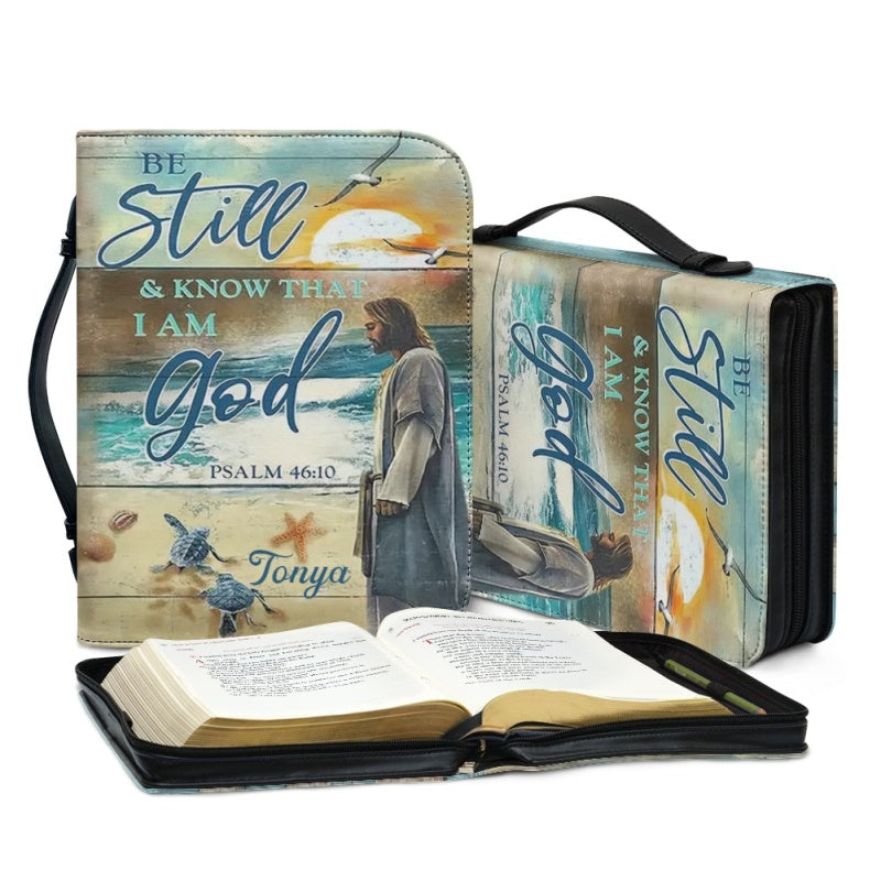 Christianartbag Bible Cover, Be Still And Know That I Am Gid Psalm 46:10 Personalized Bible Cover, Personalized Bible Cover, Christmas Gift, CABBBCV03190923. - Christian Art Bag