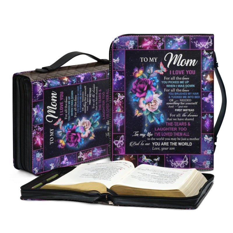 Christianartbag Bible Cover, To My Mom I Love You Butterfly Bible Cover, Personalized Bible Cover, Mom Bible Cover, Mother Days Gifts, CAB01201223. - Christian Art Bag