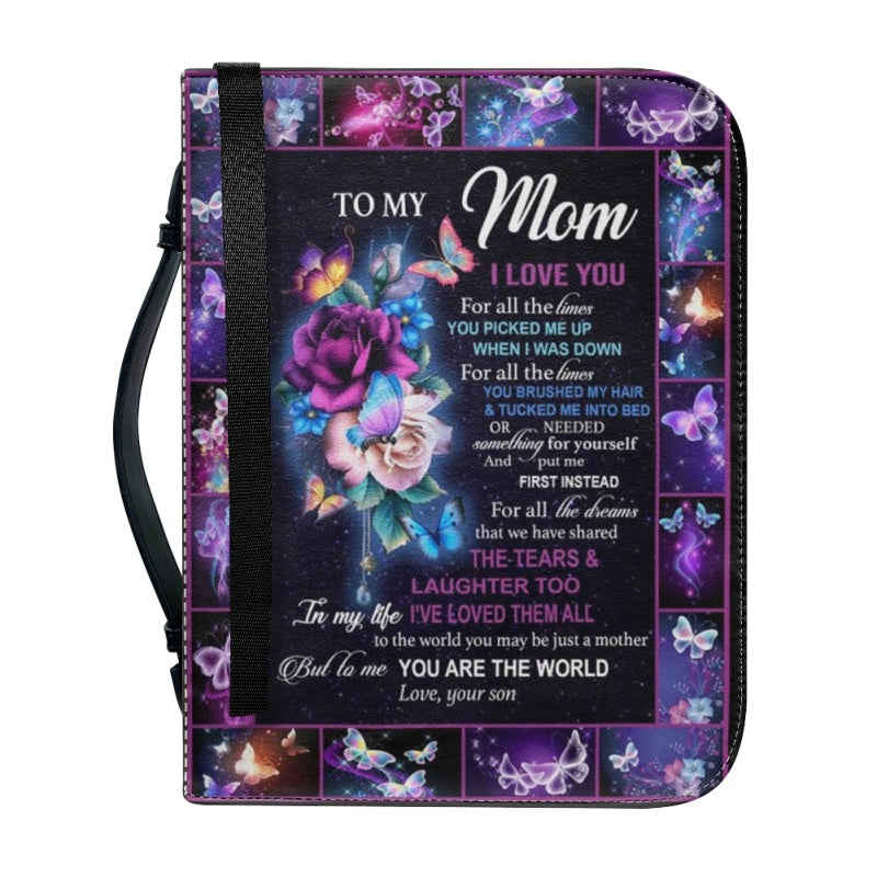 Christianartbag Bible Cover, To My Mom I Love You Butterfly Bible Cover, Personalized Bible Cover, Mom Bible Cover, Mother Days Gifts, CAB01201223. - Christian Art Bag