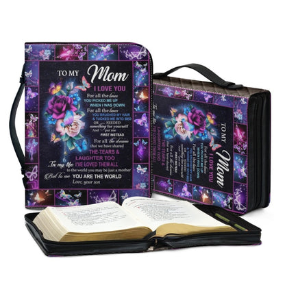 Christianartbag Bible Cover, To My Mom I Love You Butterfly Bible Cover, Personalized Bible Cover, Mom Bible Cover, Mother Days Gifts, CAB01201223. - Christian Art Bag