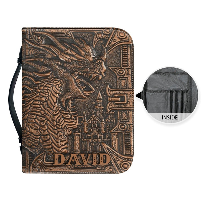 Personalized Dragon-Scale Armor of God Bible Cover - Custom Name Faith Accessory | CHRISTIANARTBAG CABBBCV02120424.